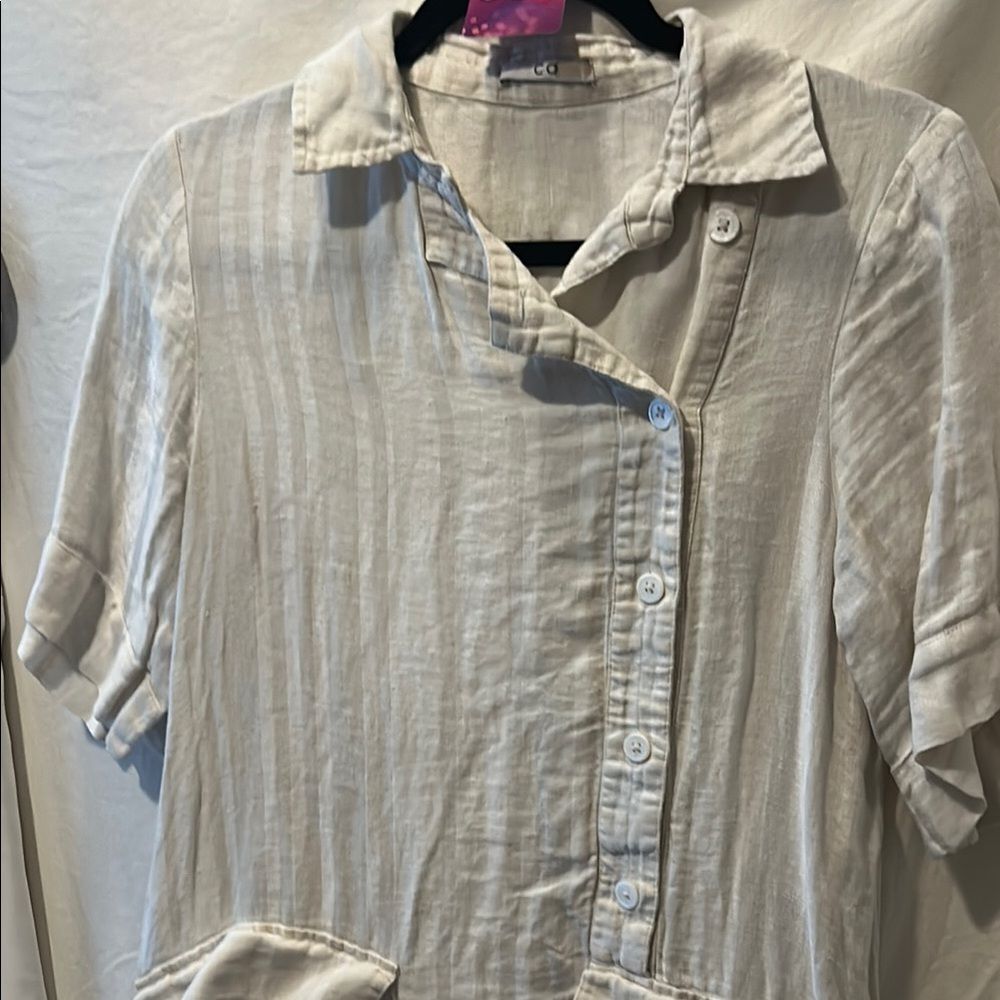 CO Asymmetrical Closure Linen Shirt Dress Sz S - Picture 3 of 6